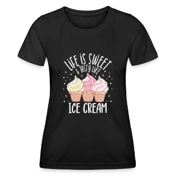 La vie est douce comme l’idée cadeau de l’amateur de crème glacée - T-shirt sport Femme - noir - Devant - AI Model Female 172 light (172cm)