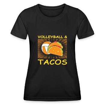 Volleyball & Tacos Girls Mom Gift Idea - Frauen Funktions-T-Shirt - Schwarz - Vorne - AI Model Female 172 light (172cm)
