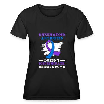 La polyarthrite rhumatoïde ne fait pas de discrimination et nous - T-shirt sport Femme - noir - Devant - AI Model Female 172 light (172cm)