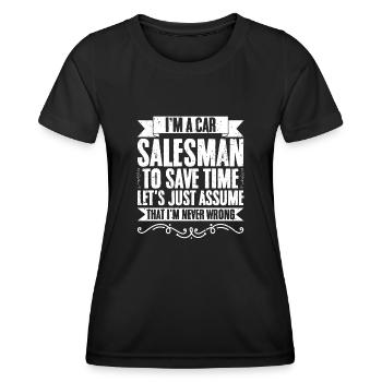 Drôle d’humour de concessionnaire automobile pour un vendeur de voitures - T-shirt sport Femme - noir - Devant - AI Model Female 172 light (172cm)