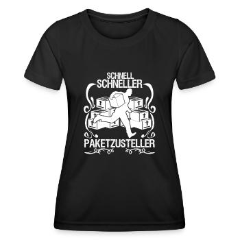 Paketzusteller Paketbote Paketdienst - Frauen Funktions-T-Shirt - Schwarz - Vorne - AI Model Female 172 light (172cm)