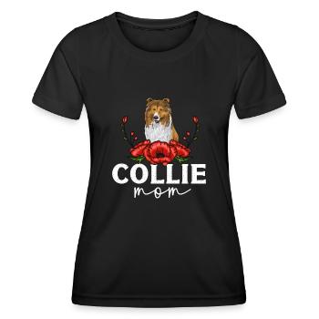 Collie à poil long Collie rugueux Chien - T-shirt sport Femme - noir - Devant - AI Model Female 172 light (172cm)