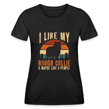 Collie à poil long Collie rugueux Chien - T-shirt sport Femme - noir - Devant - AI Model Female 172 light (172cm)