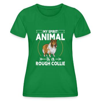 Longhair Collie Rough Collie Dog - Women's Functional T-Shirt - kelly green - Front - AI Model Female 172 dark (172cm)