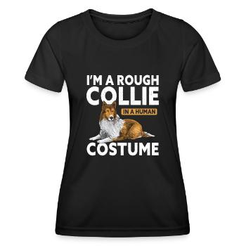 Collie à poil long Collie rugueux Chien - T-shirt sport Femme - noir - Devant - AI Model Female 172 light (172cm)