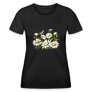 Marguerites Gänseblümchen Sommer Gänseblümchen Blumengarten - Frauen Funktions-T-Shirt - Schwarz - Vorne - AI Model Female 172 light (172cm)