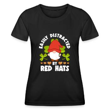 Facilement distrait par Red Hats Elf Gnome Miniature - T-shirt sport Femme - noir - Devant - AI Model Female 172 light (172cm)
