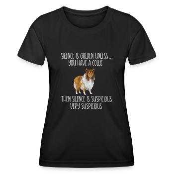 Collie à poil long Collie rugueux Chien - T-shirt sport Femme - noir - Devant - AI Model Female 172 light (172cm)