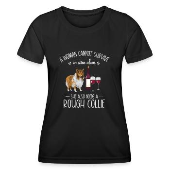Collie à poil long Collie rugueux Chien - T-shirt sport Femme - noir - Devant - AI Model Female 172 light (172cm)