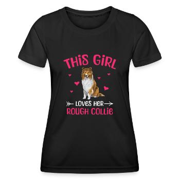 Collie à poil long Collie rugueux Chien - T-shirt sport Femme - noir - Devant - AI Model Female 172 light (172cm)