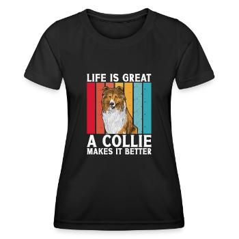 Collie à poil long Collie rugueux Chien - T-shirt sport Femme - noir - Devant - AI Model Female 172 light (172cm)