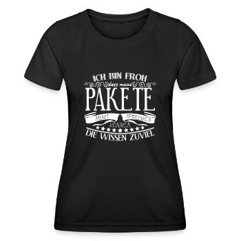 Paketzusteller Witz Paketbote - Frauen Funktions-T-Shirt - Schwarz - Vorne - AI Model Female 172 light (172cm)