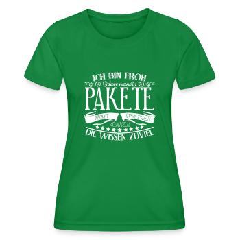 Paketzusteller Witz Paketbote - Frauen Funktions-T-Shirt - Kelly Green - Vorne - AI Model Female 172 dark (172cm)