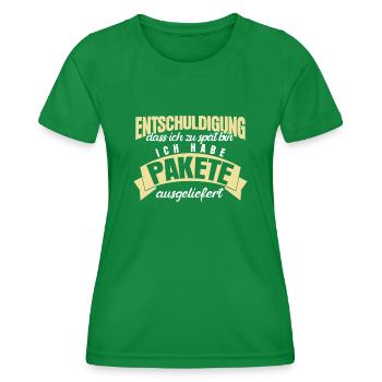 Paketzusteller Spruch Paketbote - Frauen Funktions-T-Shirt - Kelly Green - Vorne - AI Model Female 172 dark (172cm)