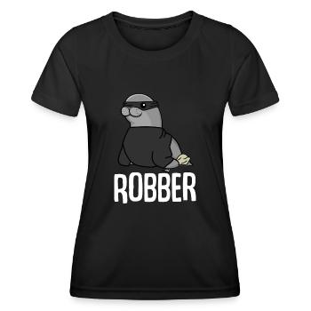 Robbe Dieb Räuber Einbrecher Seerobbe - Frauen Funktions-T-Shirt - Schwarz - Vorne - AI Model Female 172 light (172cm)