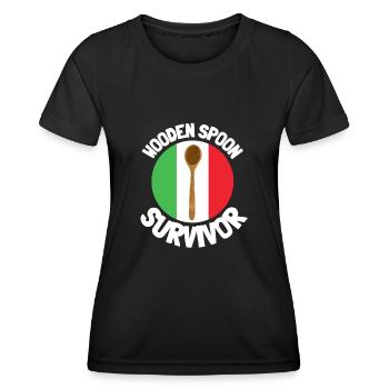 J’ai survécu à la cuillère de bois - Parenting - T-shirt sport Femme - noir - Devant - AI Model Female 172 light (172cm)