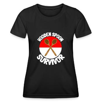 J’ai survécu à la cuillère de bois - Parenting - T-shirt sport Femme - noir - Devant - AI Model Female 172 light (172cm)