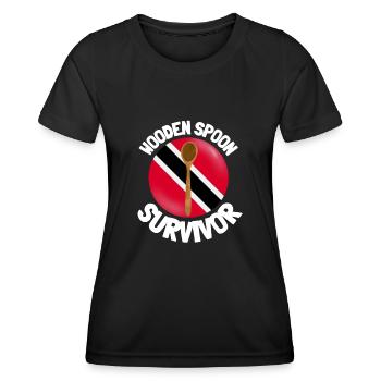 J’ai survécu à la cuillère de bois - Parenting - T-shirt sport Femme - noir - Devant - AI Model Female 172 light (172cm)