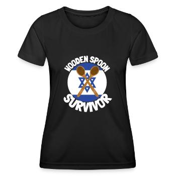 J’ai survécu à la cuillère de bois - Parenting - T-shirt sport Femme - noir - Devant - AI Model Female 172 light (172cm)