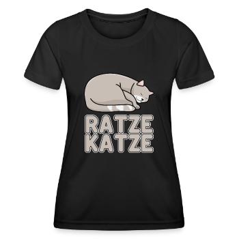 Hauskatze Müde Schlafende Ratze Katze - Frauen Funktions-T-Shirt - Schwarz - Vorne - AI Model Female 172 light (172cm)