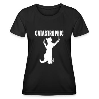 Chat catastrophique - T-shirt sport Femme - noir - Devant - AI Model Female 172 light (172cm)