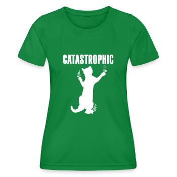 Catastrophic Cat - Women's Functional T-Shirt - kelly green - Front - AI Model Female 172 dark (172cm)
