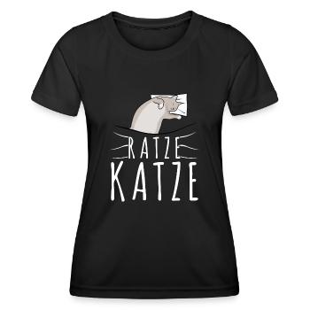 Hauskatze Schlafen Müde Ratze Katze - Frauen Funktions-T-Shirt - Schwarz - Vorne - AI Model Female 172 light (172cm)