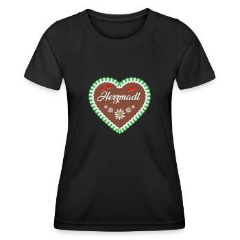 Herzmadl Trachtenshirt Lebkuchen Herz Tracht - Frauen Funktions-T-Shirt - Schwarz - Vorne - AI Model Female 172 light (172cm)