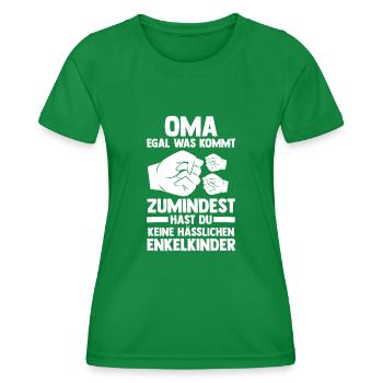 Enkelkinder Großmutter Oma - Frauen Funktions-T-Shirt - Kelly Green - Vorne - AI Model Female 172 dark (172cm)