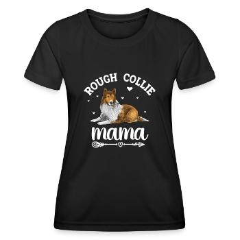 Long-haired Collie Rough Collie Dog - Women's Functional T-Shirt - black - Front - AI Model Female 172 light (172cm)
