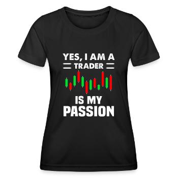 Oui Im A Trader est ma passion Trading - T-shirt sport Femme - noir - Devant - AI Model Female 172 light (172cm)