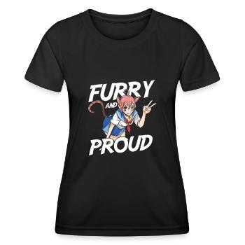 Furry Fandom Fursuits Stolz Furry And Proud - Women's Functional T-Shirt - black - Front - AI Model Female 172 light (172cm)