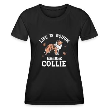 Collie à poil long Collie rugueux Chien - T-shirt sport Femme - noir - Devant - AI Model Female 172 light (172cm)