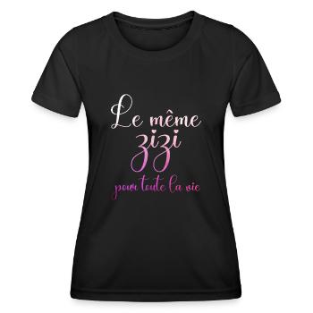 Humour EVJF Zizi Team Future Mariée Jeune Fille - T-shirt sport Femme - noir - Devant - AI Model Female 172 light (172cm)