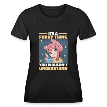 Furry Fandom Fursuits Cute - Women's Functional T-Shirt - black - Front - AI Model Female 172 light (172cm)