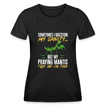 Mante religieuse, collectionneur d’insectes, entomologiste - T-shirt sport Femme - noir - Devant - AI Model Female 172 light (172cm)