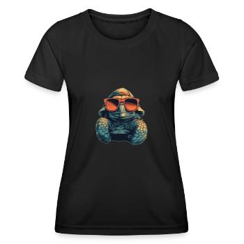 Tortue avec lunettes de soleil - Célébrez le Jour de la Terre - T-shirt sport Femme - noir - Devant - AI Model Female 172 light (172cm)
