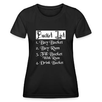 Liste des seaux 1. Acheter un seau 2. Acheter du rhum Boisson alcoolisée - T-shirt sport Femme - noir - Devant - AI Model Female 172 light (172cm)