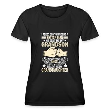 J’ai demandé à Dieu de faire de moi un homme meilleur - T-shirt sport Femme - noir - Devant - AI Model Female 172 light (172cm)