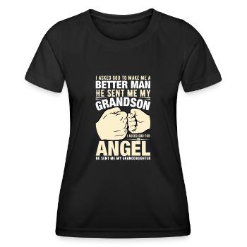 J’ai demandé à Dieu de faire de moi un homme meilleur - T-shirt sport Femme - noir - Devant - AI Model Female 172 light (172cm)