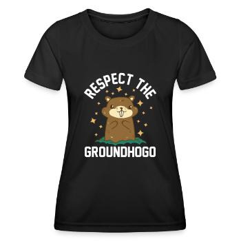 Retro Groundhog Respect the Groundhog - Women's Functional T-Shirt - black - Front - AI Model Female 172 light (172cm)