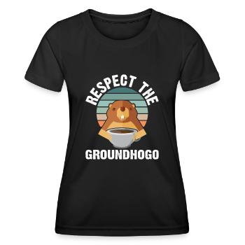 Retro Groundhog Respect the Groundhog - Women's Functional T-Shirt - black - Front - AI Model Female 172 light (172cm)