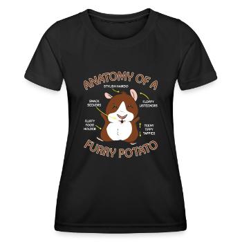 Anatomie d’un vêtement d’amoureux du cochon d’Inde - T-shirt sport Femme - noir - Devant - AI Model Female 172 light (172cm)