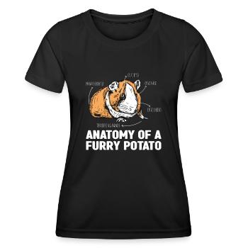 Anatomie d’un vêtement d’amoureux du cochon d’Inde - T-shirt sport Femme - noir - Devant - AI Model Female 172 light (172cm)