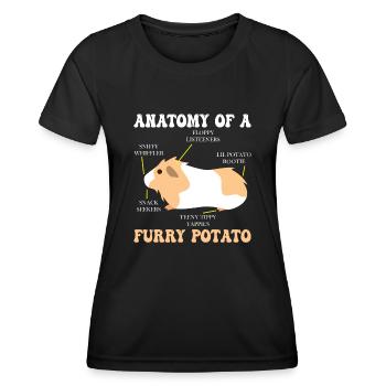 Anatomie d’un vêtement d’amoureux du cochon d’Inde - T-shirt sport Femme - noir - Devant - AI Model Female 172 light (172cm)