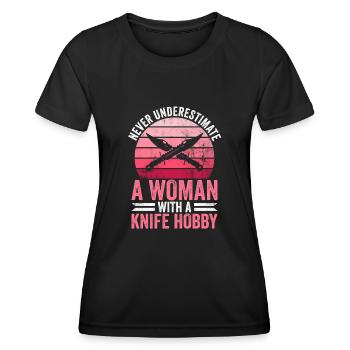 Messer Sammeln Frau Und Messer Sammlung - Frauen Funktions-T-Shirt - Schwarz - Vorne - AI Model Female 172 light (172cm)