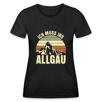 Allgäu Wandern Allgäuer - Frauen Funktions-T-Shirt - Schwarz - Vorne - AI Model Female 172 light (172cm)