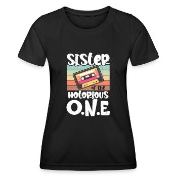 Drôle de sœur hip-hop old-school - T-shirt sport Femme - noir - Devant - AI Model Female 172 light (172cm)