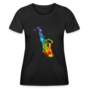 Splash Saxophone - T-shirt sport Femme - noir - Devant - AI Model Female 172 light (172cm)