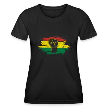 Le poing célèbre l’histoire des Noirs de Juneteenth - T-shirt sport Femme - noir - Devant - AI Model Female 172 light (172cm)